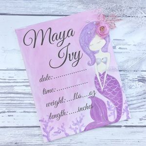 Custom Mermaid Hospital Door Hanger for Baby Girl